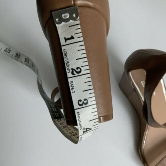 Linea Paolo Sandals Women Size 9.5M Brown Leather Elodie Ankle Strap Wedge - Picture 9 of 12